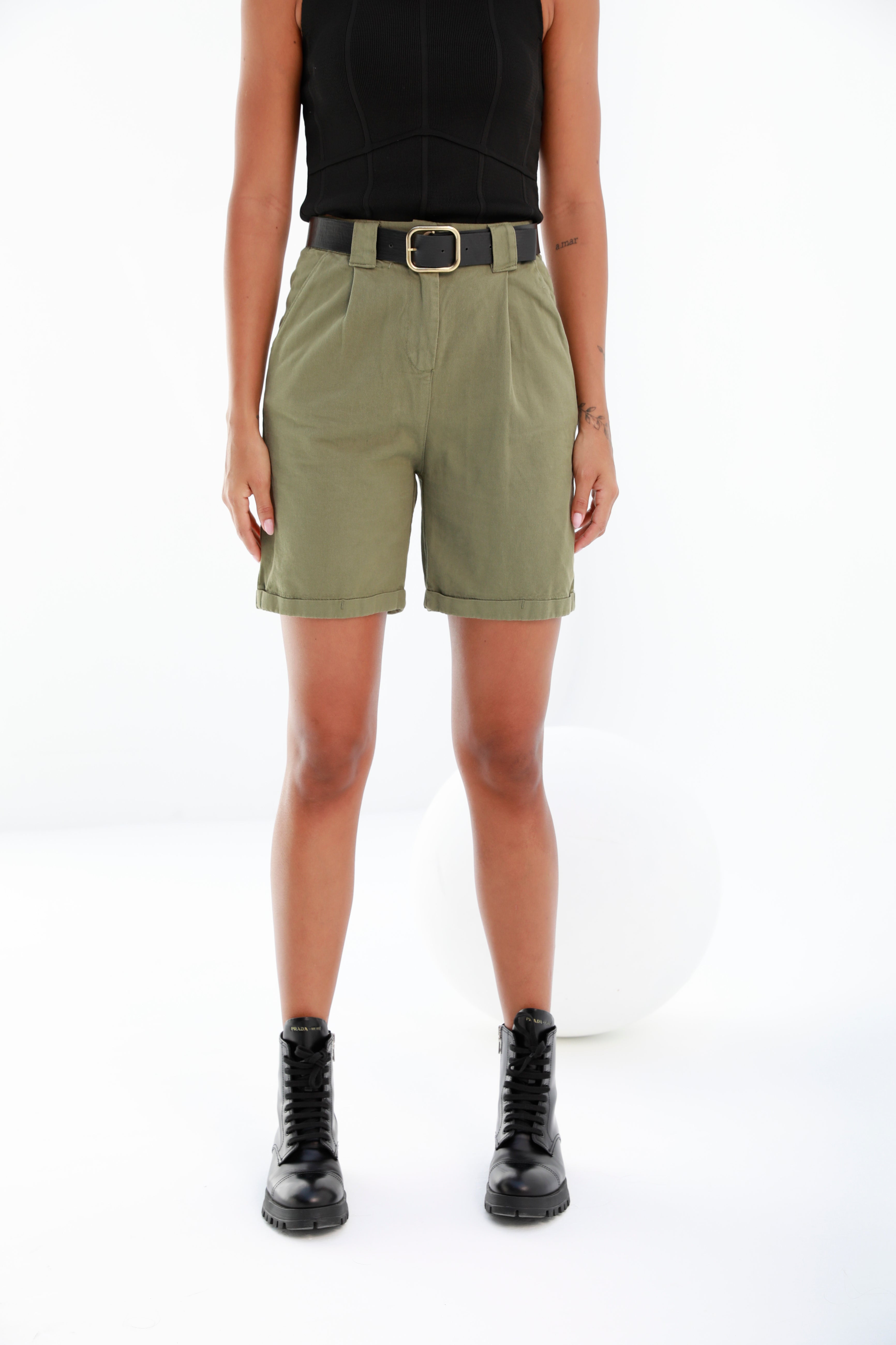 Olive  |cotton denim women's shorts | risska